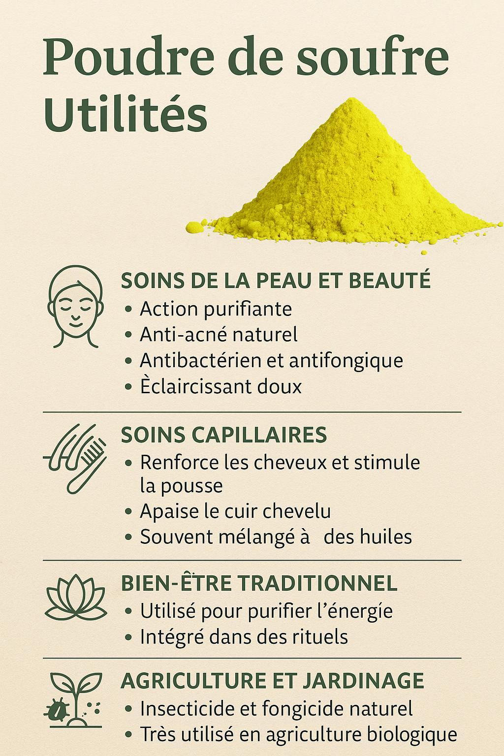 🌿 Poudre de soufre – Fortifiant & Purifiant